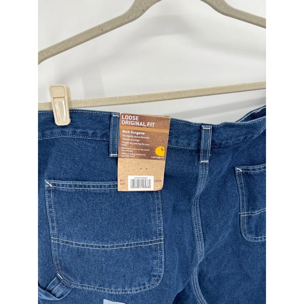 Carhartt B13 DST Loose Original Fit Work Dungaree Jeans Dark Stone 40x28 NWT